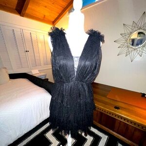 Lace mini dress in black with tags